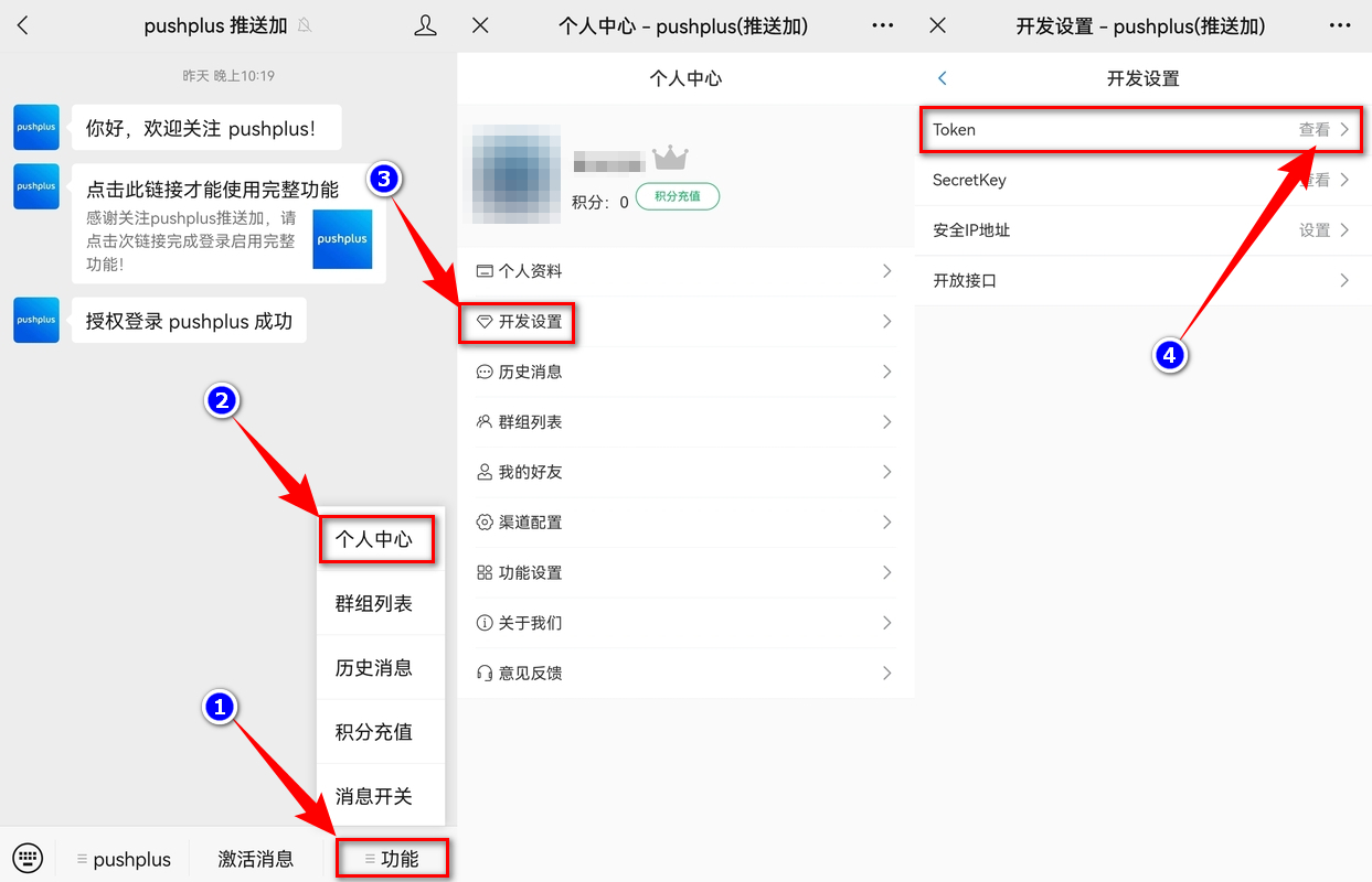 PushPlus 通知方式参数获取